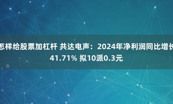 怎样给股票加杠杆 共达电声：2024年净利润同比增长41.71% 拟10派0.3元