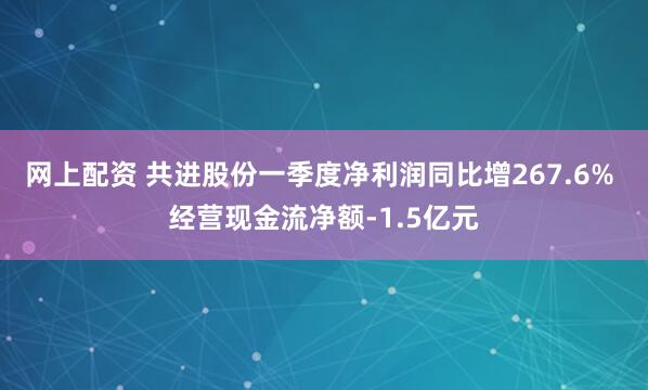 网上配资 共进股份一季度净利润同比增267.6% 经营现金流净额-1.5亿元