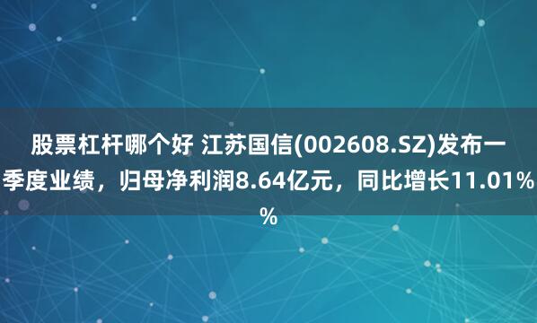 股票杠杆哪个好 江苏国信(002608.SZ)发布一季度业绩，归母净利润8.64亿元，同比增长11.01%