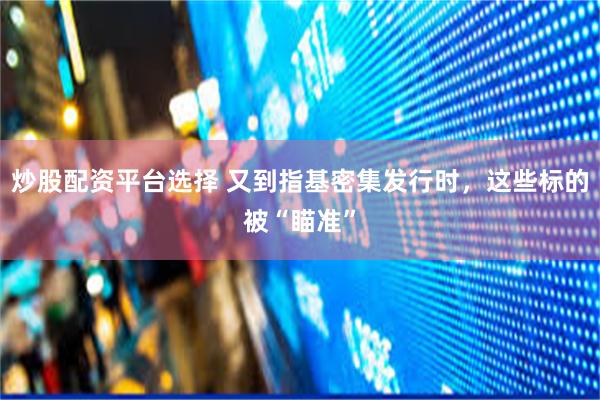 炒股配资平台选择 又到指基密集发行时，这些标的被“瞄准”